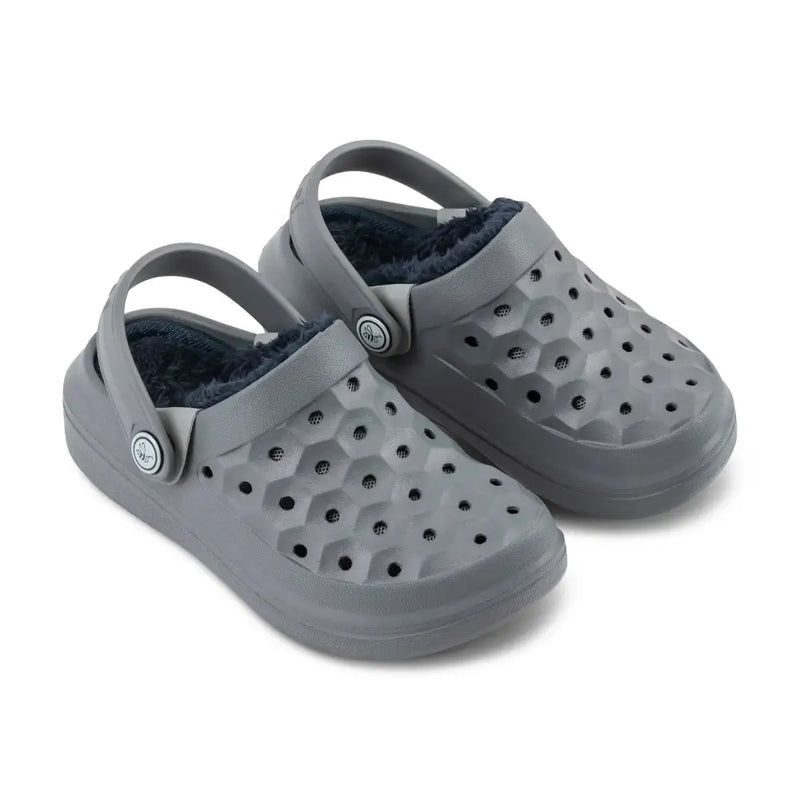Chargez l&#39;image dans la visionneuse de la galerie, Clog doublé Varsity pour enfants - Charbon/Vrai Marine - Clog
