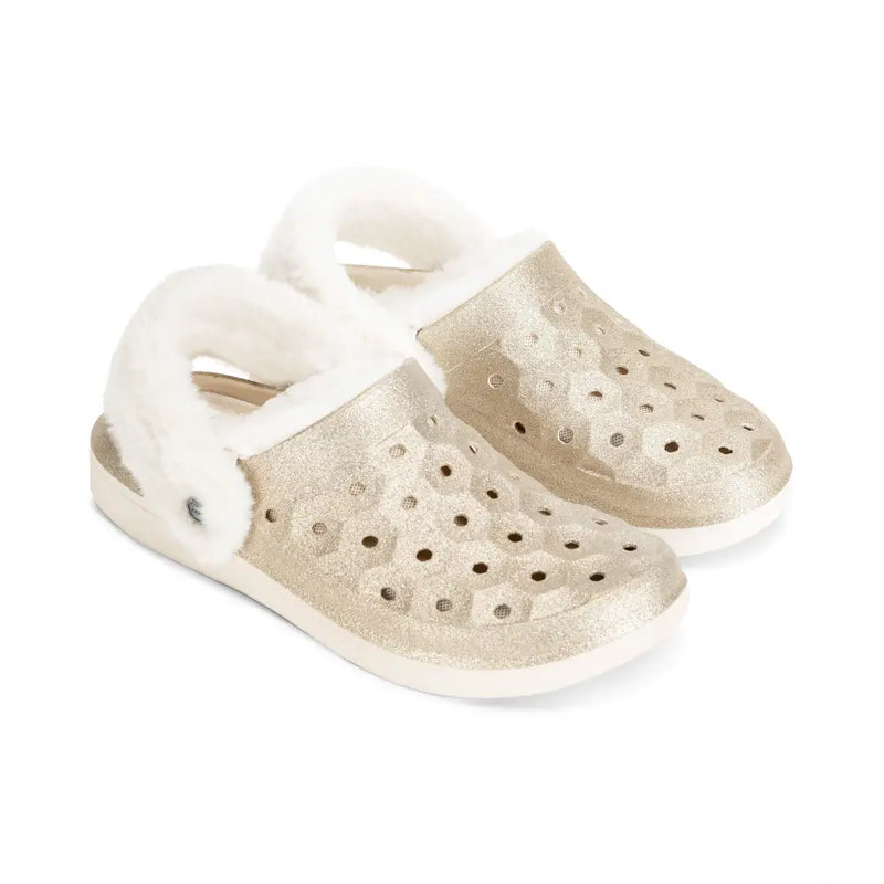 Chargez l&#39;image dans la visionneuse de la galerie, Clog doublé Varsity - Trendsetter Gold Glitter/Naturel - Clog

