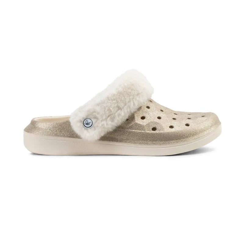 Chargez l&#39;image dans la visionneuse de la galerie, Clog doublé Varsity - Trendsetter Gold Glitter/Naturel - Clog
