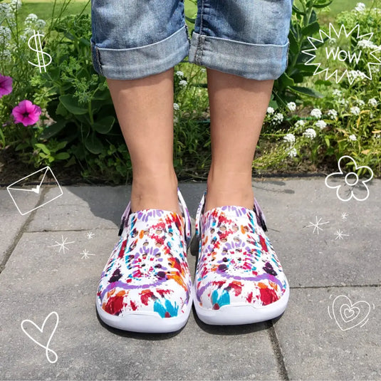 Clog moderne - Tie Dye graphique blanc en spirale - Clog