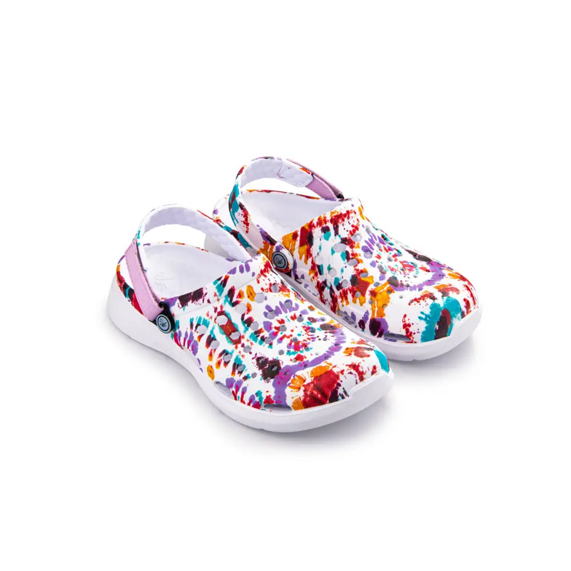 Chargez l&#39;image dans la visionneuse de la galerie, Clog moderne - Tie Dye graphique blanc en spirale - White Spiral Tie Dye / W6 - Clog
