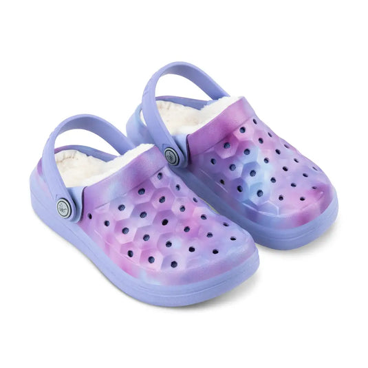 Clog universitaire doublé pour enfants - Graphic Blue Iris Cloud Tie Dye - Clog