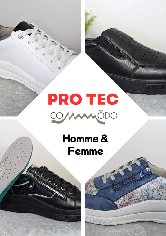 Collection de baskets Pro Tec dans différentes couleurs et styles pour hommes et femmes.