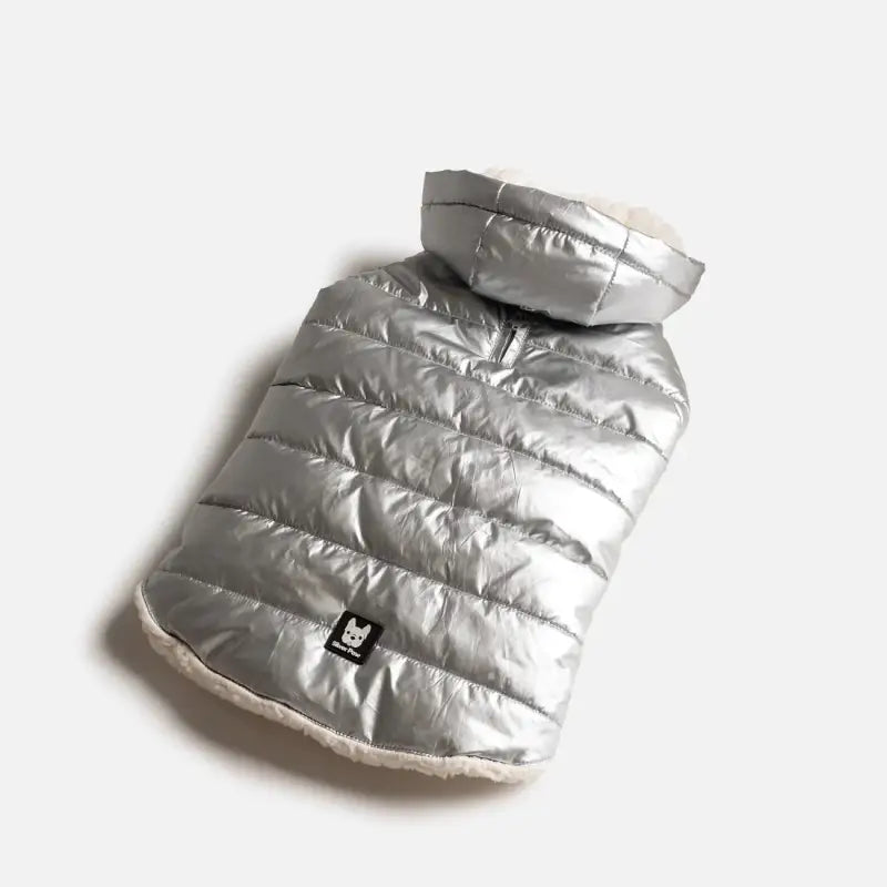 Chargez l&#39;image dans la visionneuse de la galerie, Manteau brillant argent pour chien - Boutique Animo - Manteau pour chien
