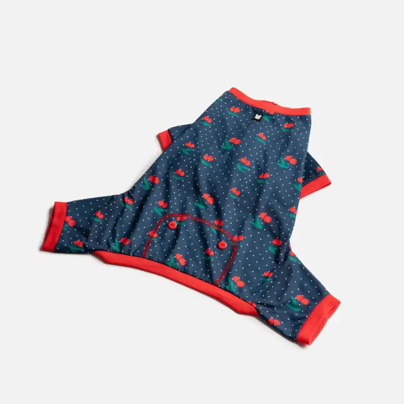 Chargez l&#39;image dans la visionneuse de la galerie, Pyjamas bleu avec cerise pour chien - Boutique Animo - Pyjamas pour chien
