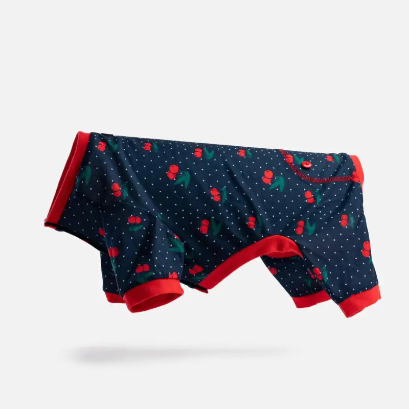 Chargez l&#39;image dans la visionneuse de la galerie, Pyjamas bleu avec cerise pour chien - 50% de réduction - Boutique Animo - Pyjamas pour chien
