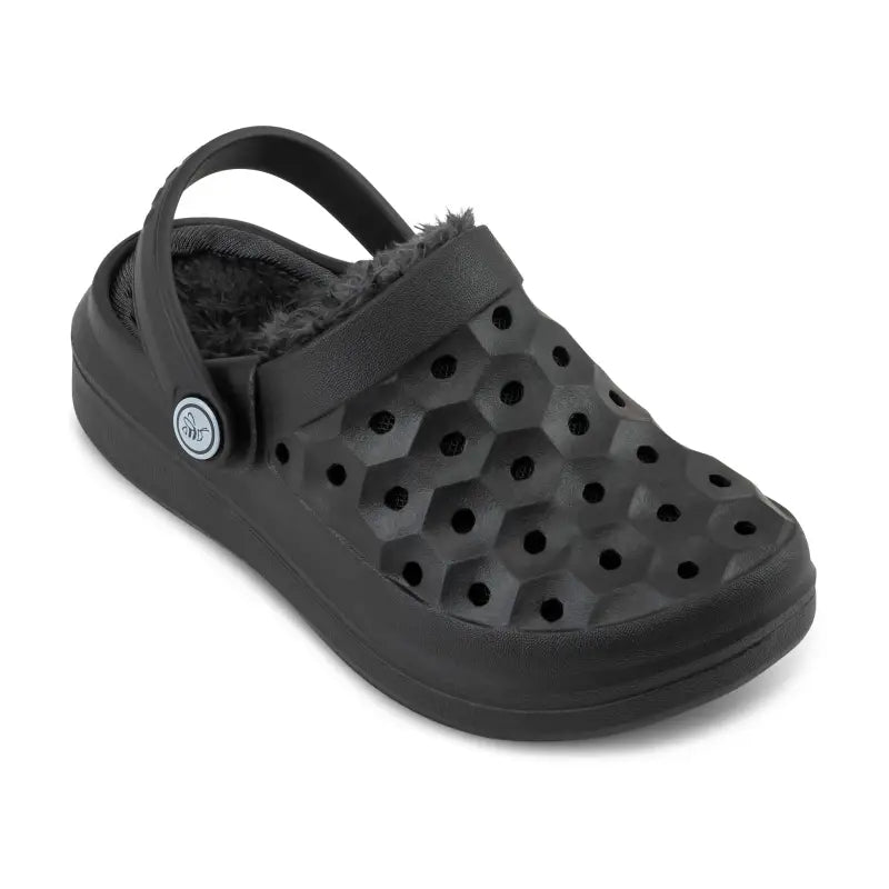 Chargez l&#39;image dans la visionneuse de la galerie, Clog doublé Varsity pour enfants - Noir/Charbon - 45% de réduction - Joybees - Chaussure

