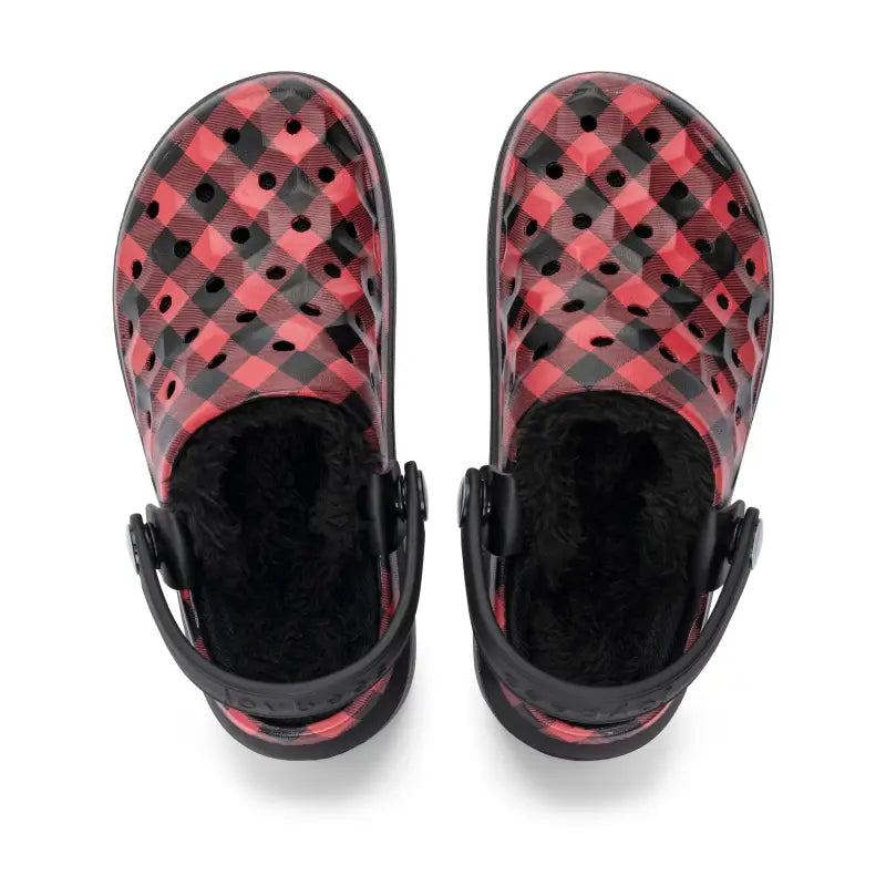 Load image into Gallery viewer, Clog universitaire doublé pour enfants - Buffalo Plaid / Noir - Joybees - Chaussure
