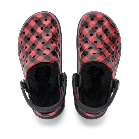 Clog universitaire doublé pour enfants - Buffalo Plaid / Noir - Joybees - Chaussure