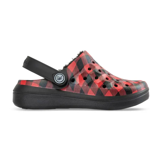 Clog universitaire doublé pour enfants - Buffalo Plaid / Noir - Joybees - Chaussure