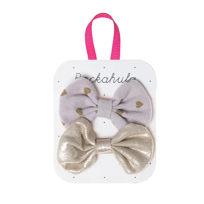 Clips coeur épars et nœud doré - 50% de réduction - Rockahula - échantillons - Accessoire enfant