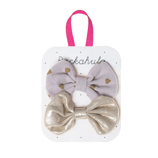 Clips coeur épars et nœud doré - 50% de réduction - Rockahula - échantillons - Accessoire enfant