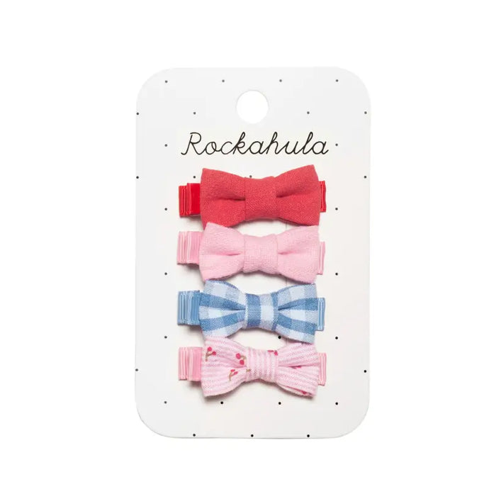 Mini pinces à nœuds en vichy cerise - 50% de réduction - Rockahula - échantillons - Accessoire enfant