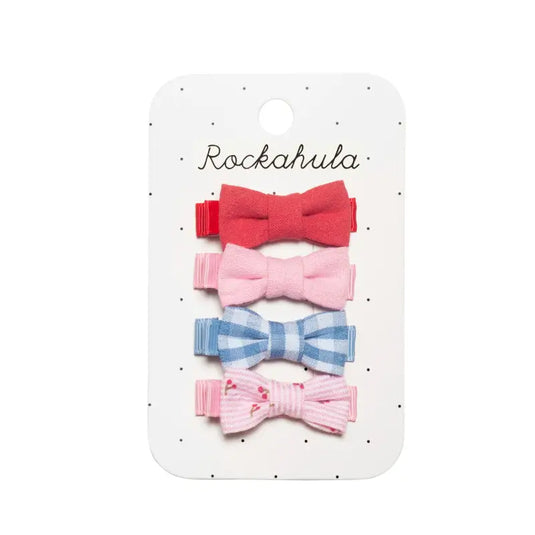 Mini pinces à nœuds en vichy cerise - 50% de réduction - Rockahula - échantillons - Accessoire enfant