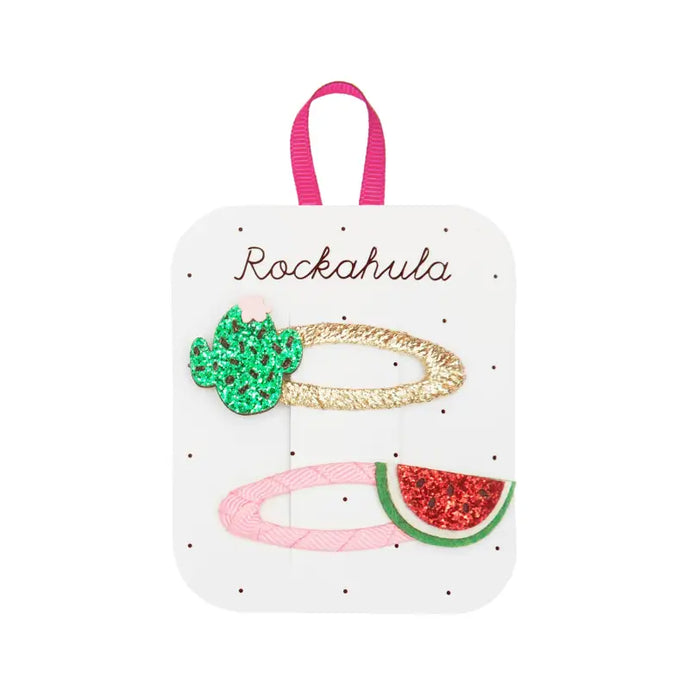 Pinces à paillettes cactus et pastèque - 50% de réduction - Rockahula - échantillons - Accessoire enfant