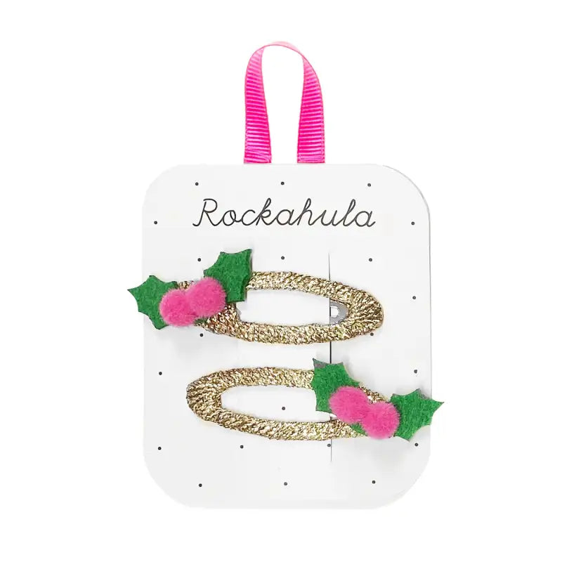 Chargez l&#39;image dans la visionneuse de la galerie, Pinces à pompons de houx - 50% de réduction - Rockahula - échantillons - Accessoire enfant
