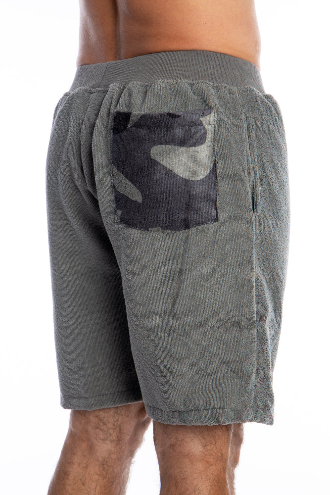 Load image into Gallery viewer, Grey Camo Microfiber Jogger Shorts - Unisex
