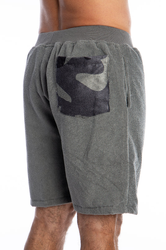 Grey Camo Microfiber Jogger Shorts - Unisex