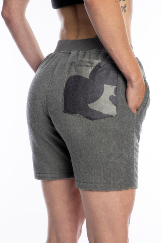 Grey Camo Microfiber Jogger Shorts - Unisex